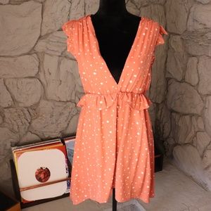 ASOS peach and white dotted dress